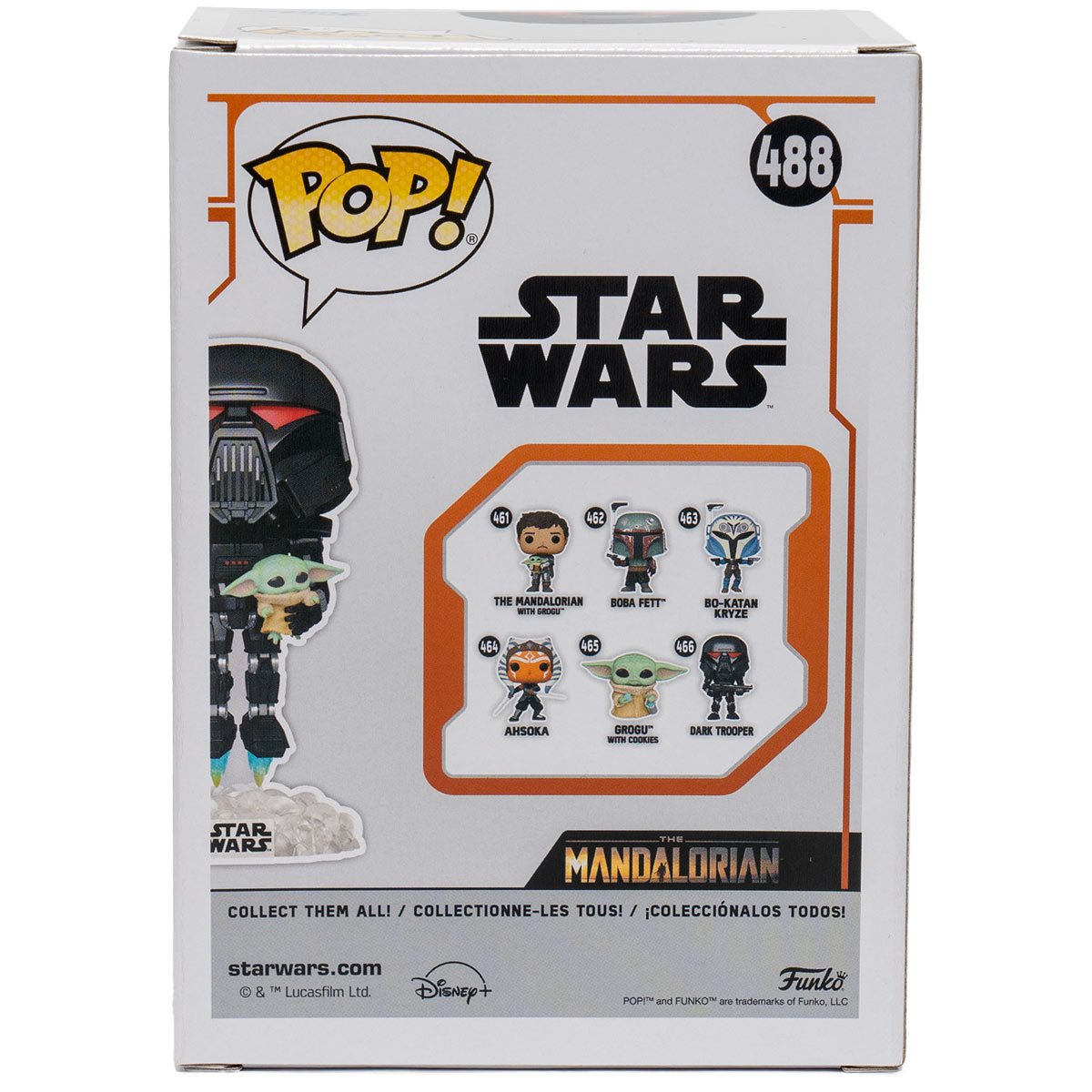 星球大战:曼达洛人黑暗士兵与 Grogu 夜光 Pop!Funko 乙烯基人偶 #488 - 限量版