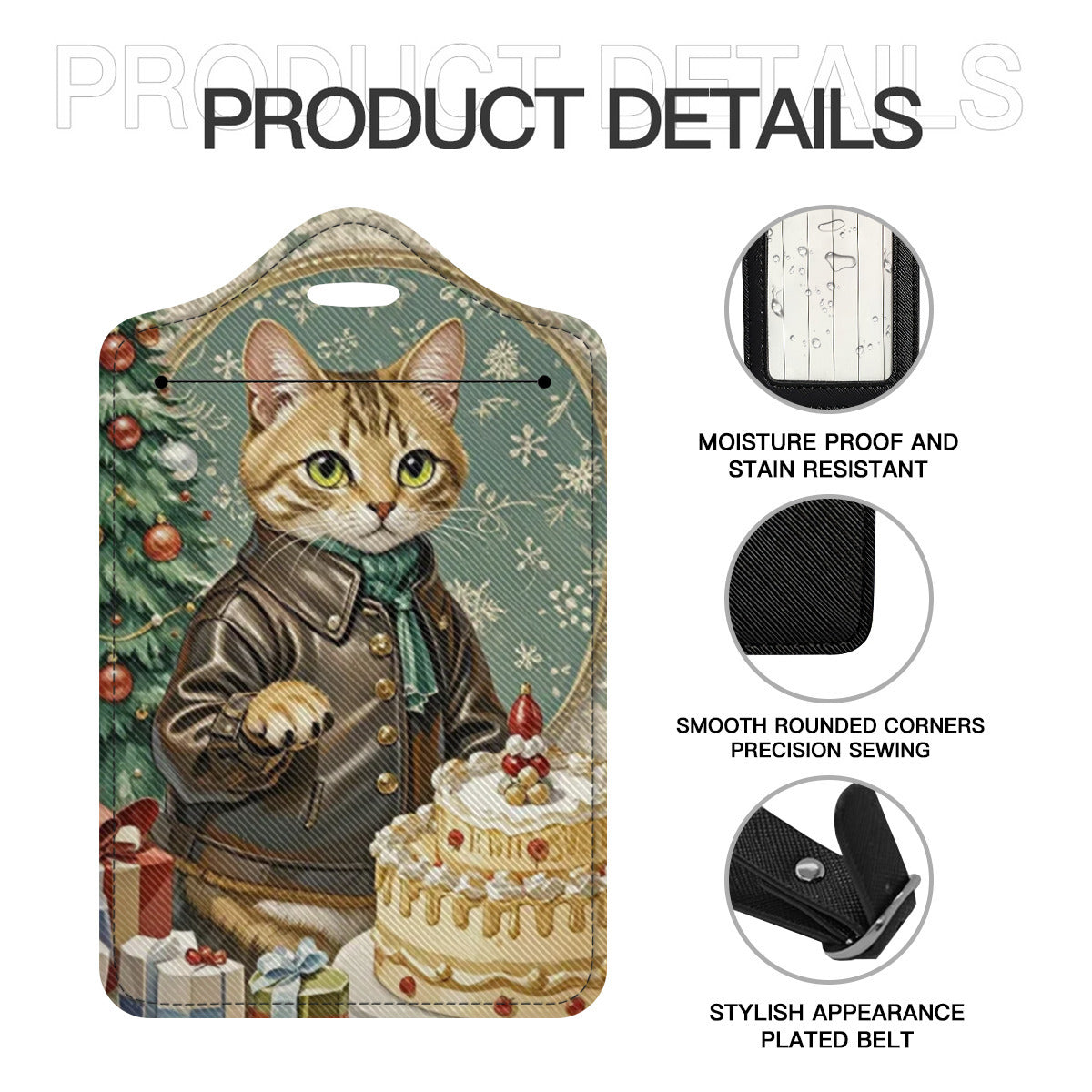 小猫 & 圣诞树 & 男孩 PU 皮革行李牌