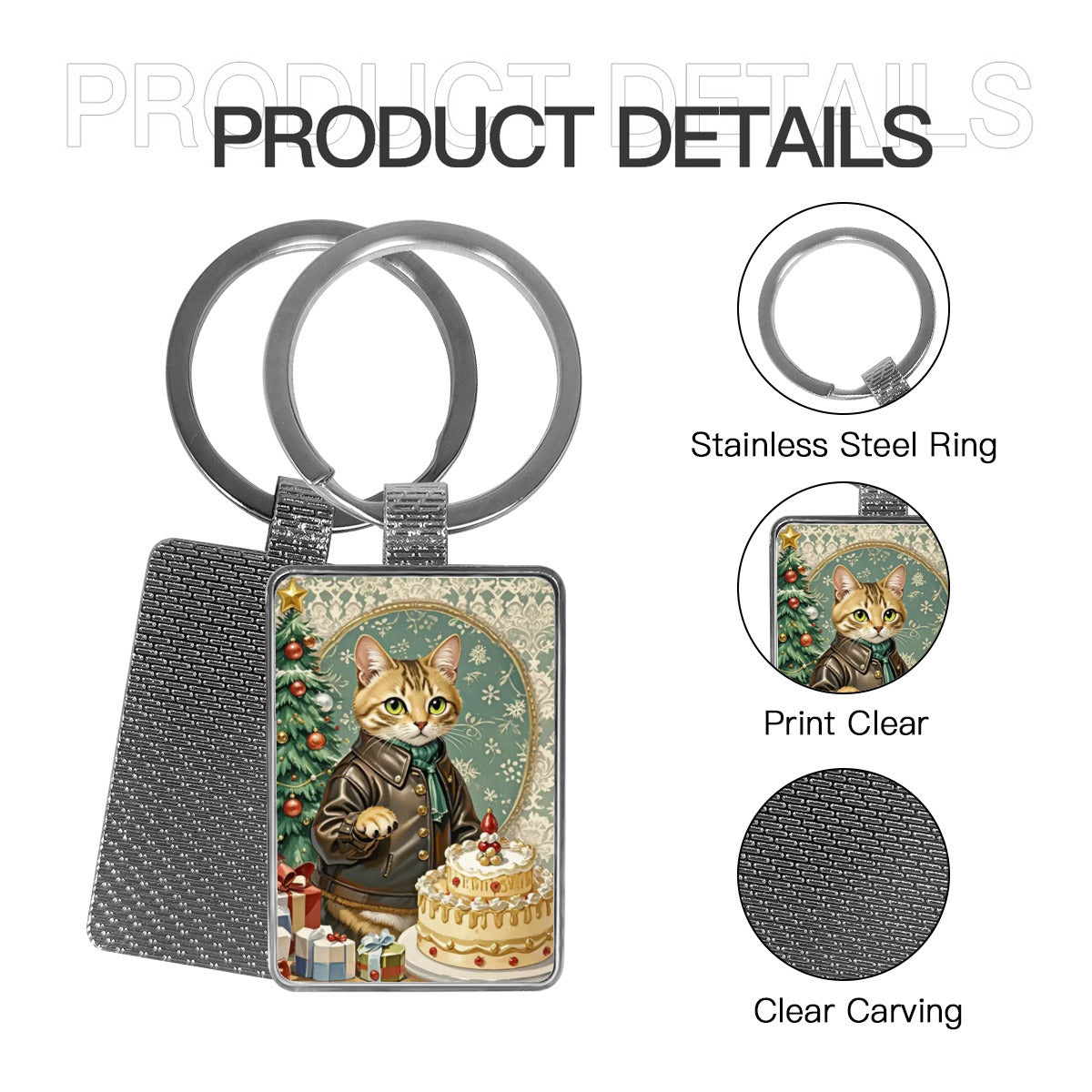 小猫&圣诞树&男孩不锈钢钥匙链