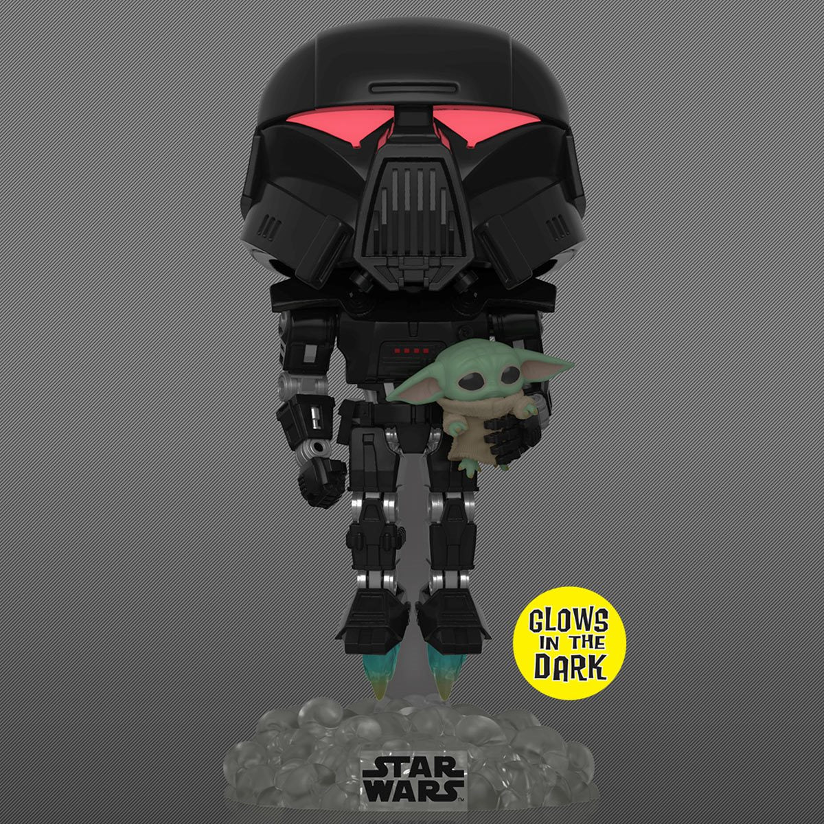 星球大战:曼达洛人黑暗士兵与 Grogu 夜光 Pop!Funko 乙烯基人偶 #488 - 限量版