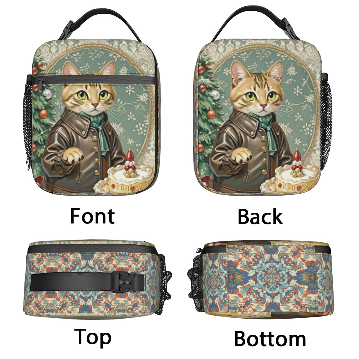 小猫&圣诞树&男孩午餐袋